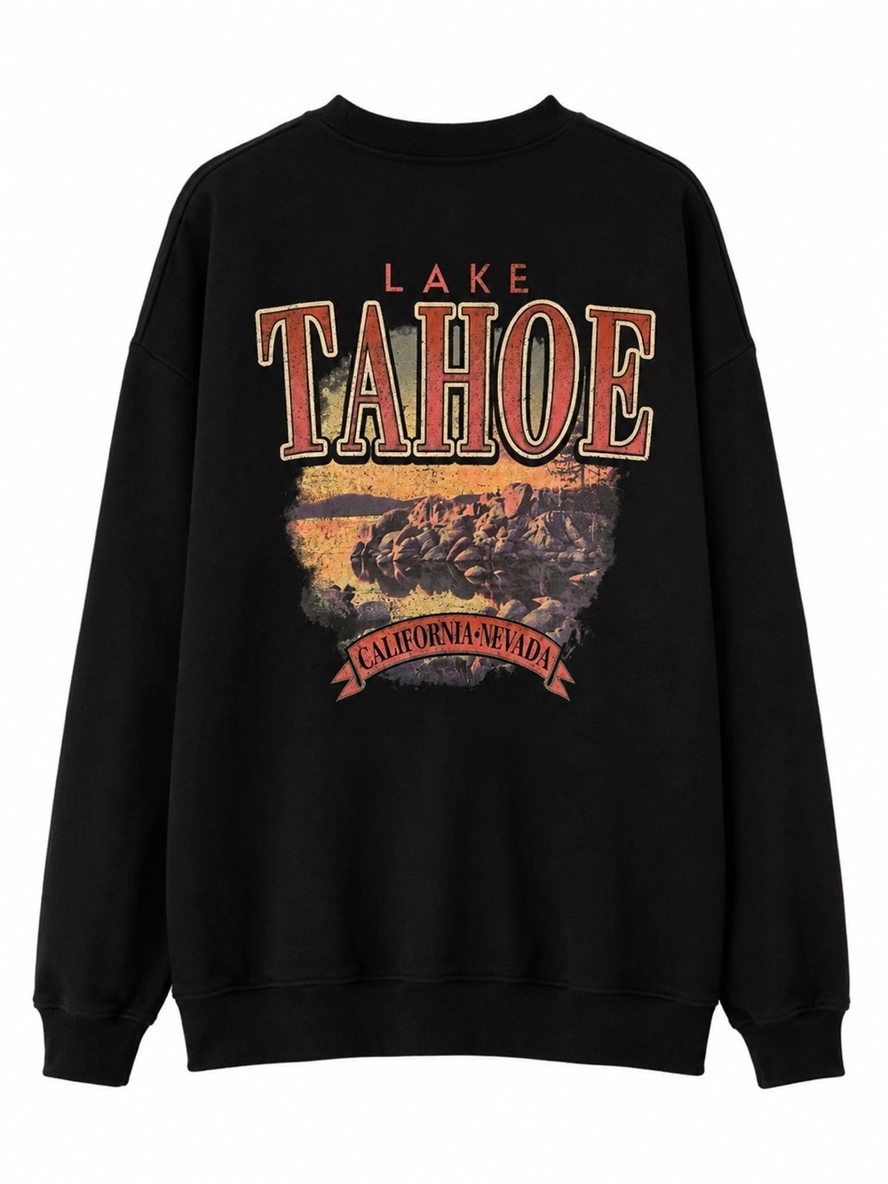 Lake Tahoe Medium Graphic Crewneck Sweatshirt - Black